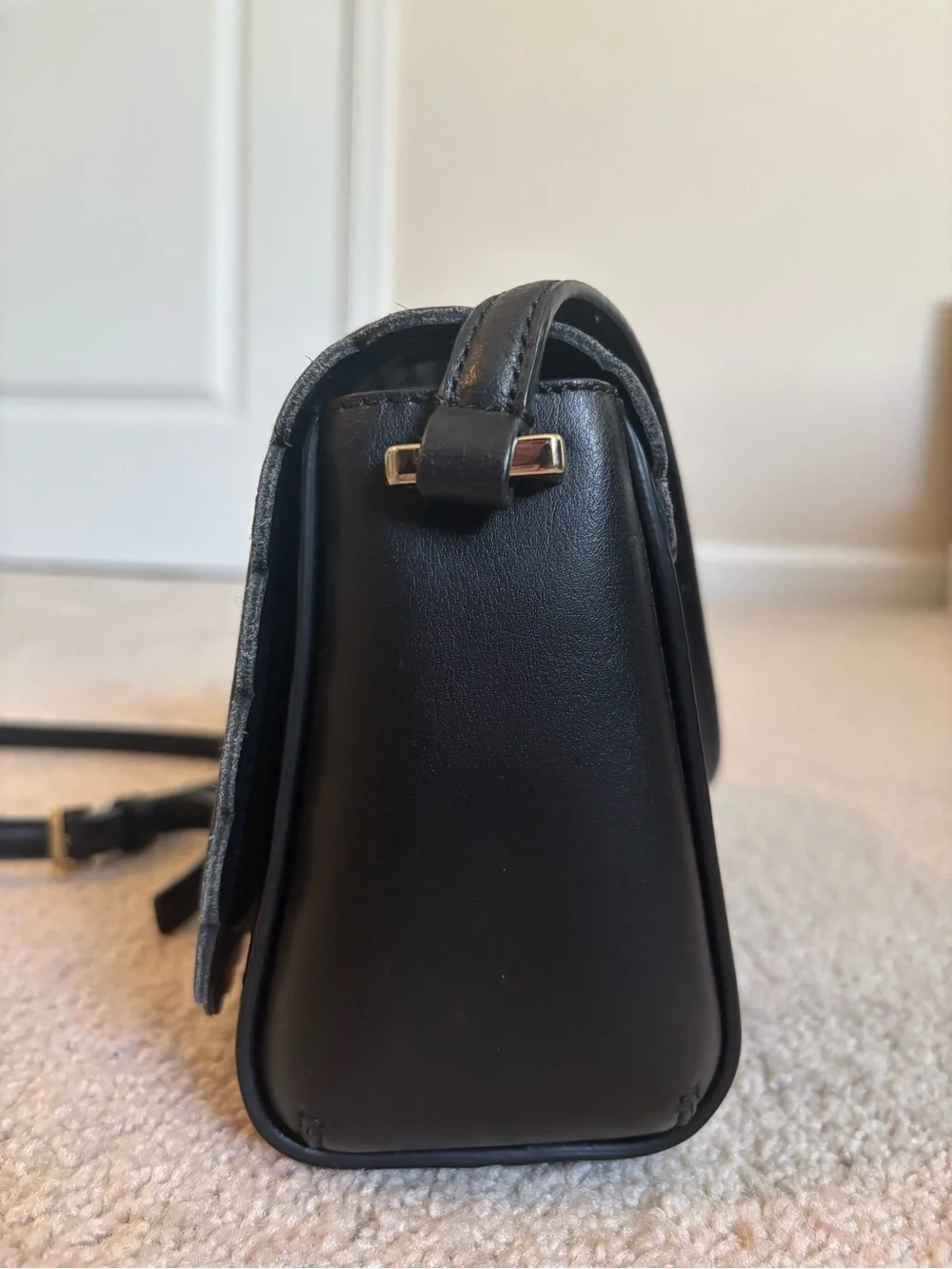 kate spade Black Scalloped Leather Crossbody with Gold Turn-Lock